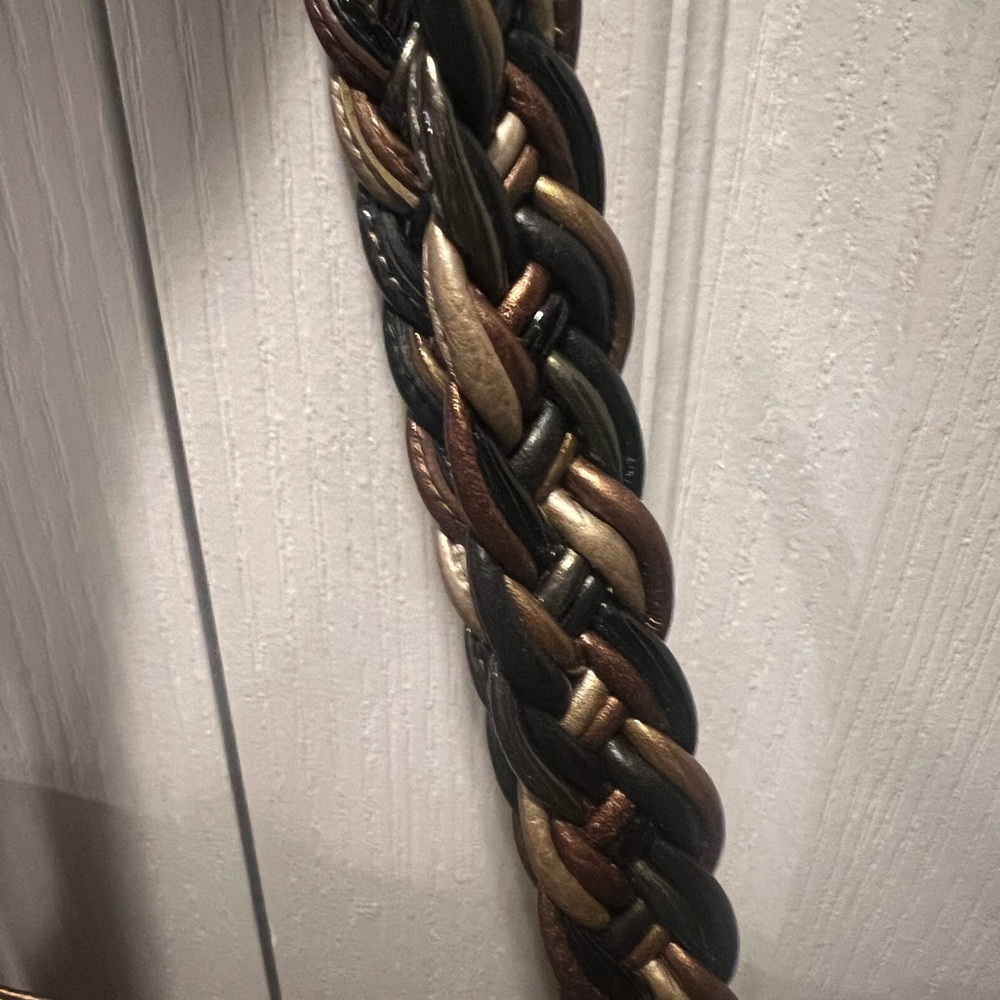 Brighton Bronze Pebbled Leather Braided Handle Purse - Picture 4 of 11